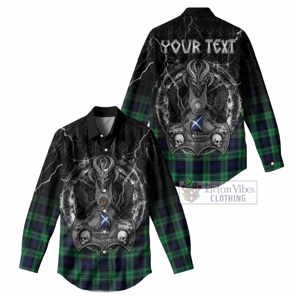 Abercrombie Tartan Crest Women Casual Shirt Celtic Odin's Raven Legacy