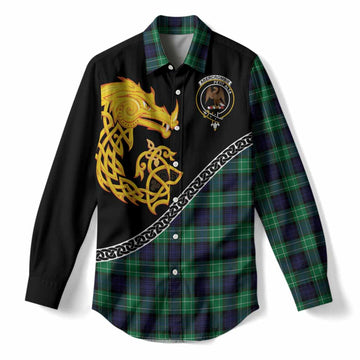 Abercrombie Tartan Crest Women Casual Shirt Legendary Dragon Knot Half Style