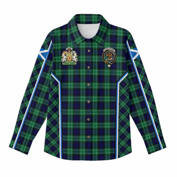 Abercrombie Tartan Crest Women Casual Shirt Scotland Coat of Arm Flag Style - Tartan Vibes Clothing