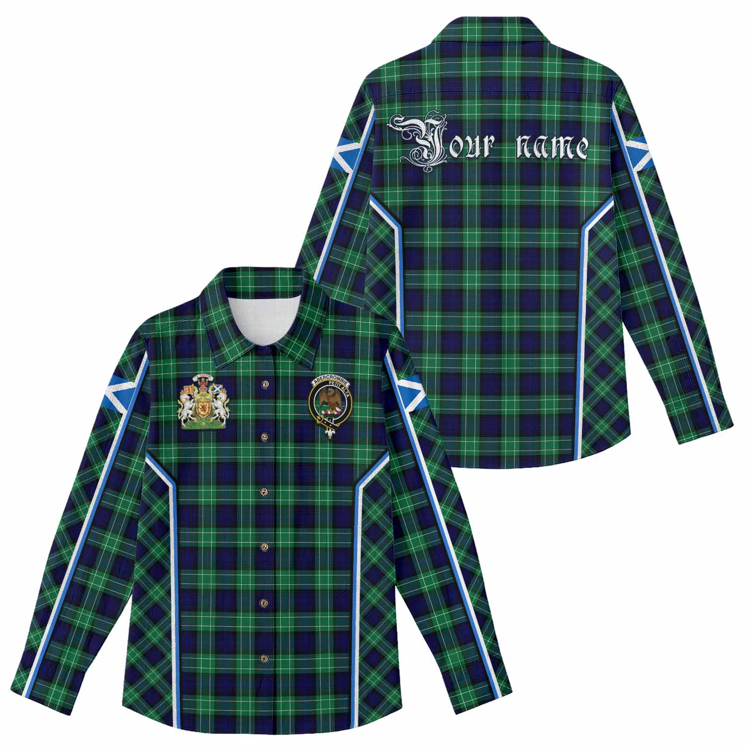 Abercrombie Tartan Crest Women Casual Shirt Scotland Coat of Arm Flag Style - Tartan Vibes Clothing