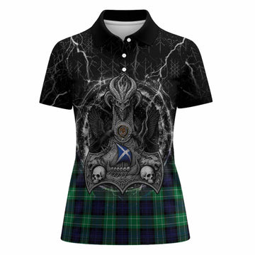 Abercrombie Tartan Crest Women Polo Shirt Celtic Odin's Raven Legacy