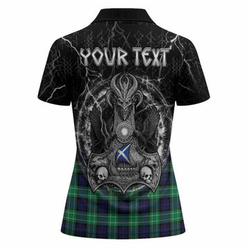 Abercrombie Tartan Crest Women Polo Shirt Celtic Odin's Raven Legacy