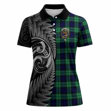 Abercrombie Tartan Crest Women Polo Shirt With New Zealand Silver Fern Maori Koru