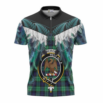 Abercrombie Tartan Crest Zipper Polo Shirt New Zealand Maori Korowai Cloak
