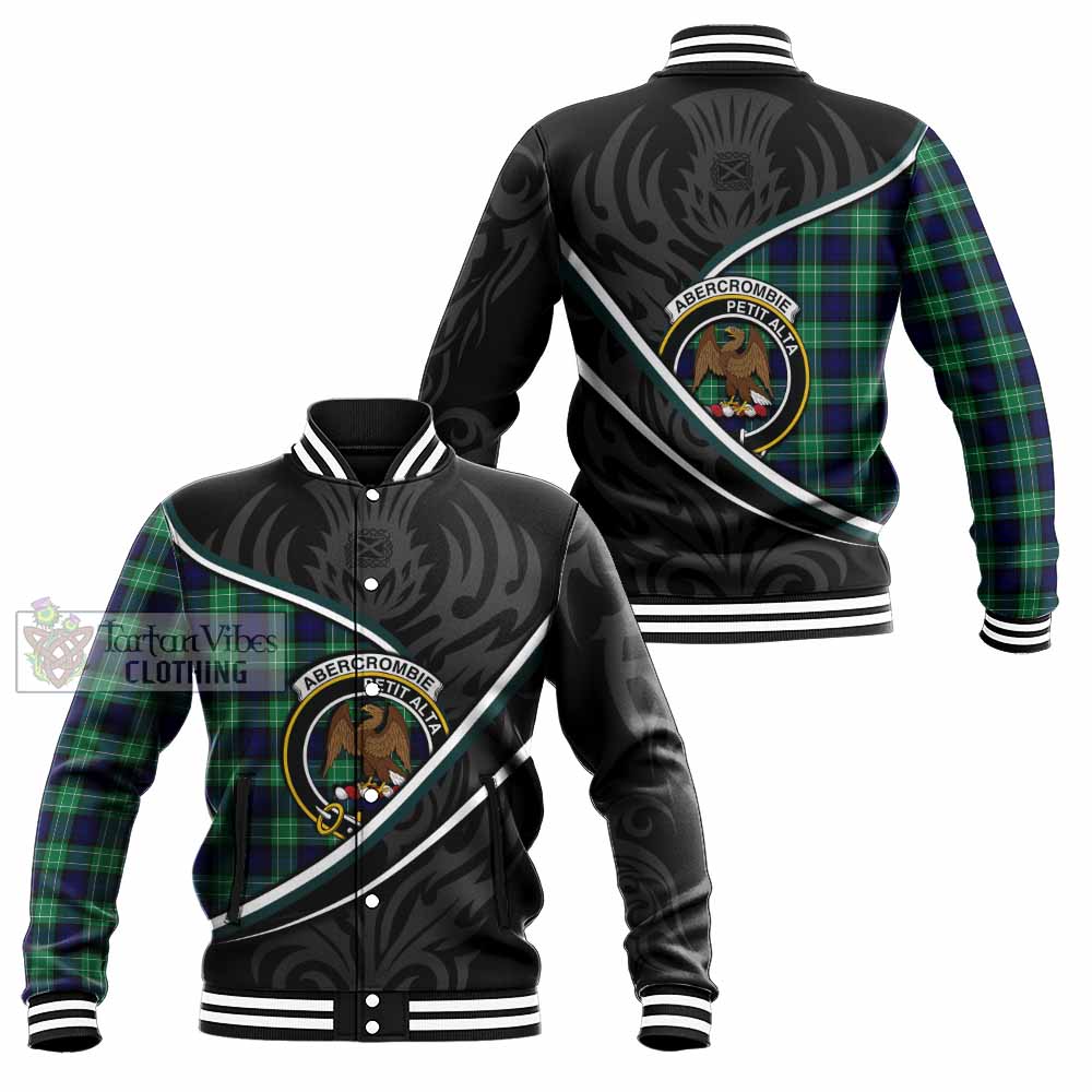 Abercrombie Tartan Family Crest Baseball Jacket Celtic Scottish Thistle Floral - Tartan Vibes Clothing