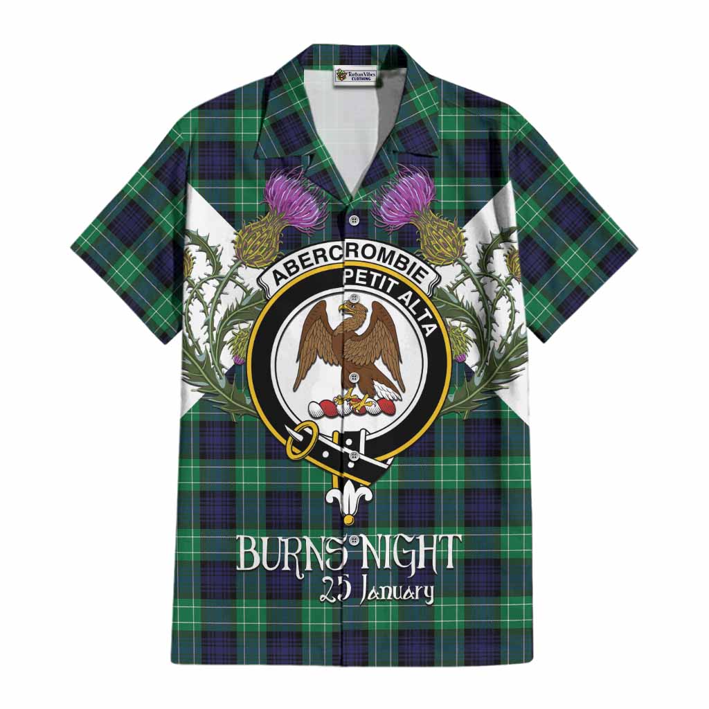 Abercrombie Tartan Family Crest Cotton Hawaiian Shirt Scottish Burns Night Thistle Floral