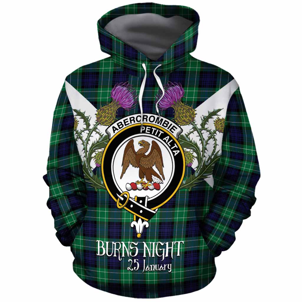 Abercrombie Tartan Family Crest Cotton Hoodie Scottish Burns Night Thistle Floral