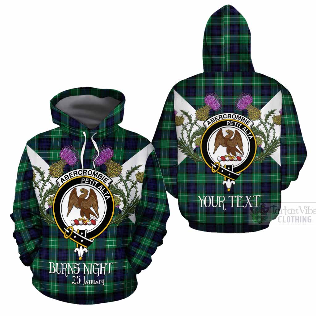 Abercrombie Tartan Family Crest Cotton Hoodie Scottish Burns Night Thistle Floral