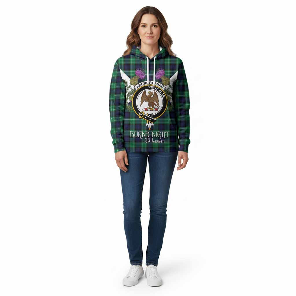 Abercrombie Tartan Family Crest Cotton Hoodie Scottish Burns Night Thistle Floral