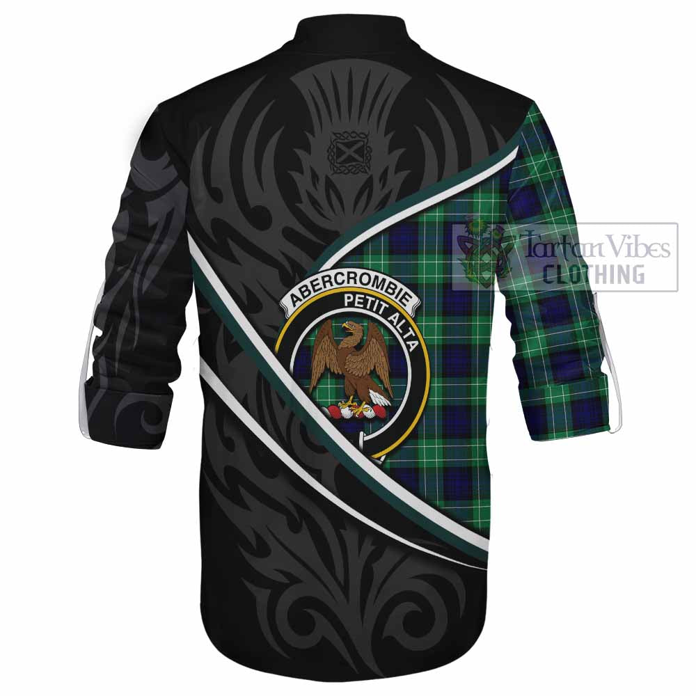 Abercrombie Tartan Family Crest Ghillie Kilt Shirt Celtic Scottish Thistle Floral - Tartan Vibes Clothing