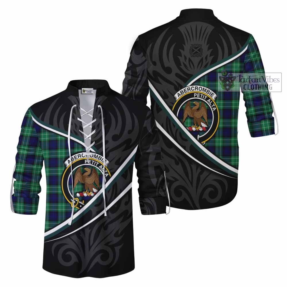 Abercrombie Tartan Family Crest Ghillie Kilt Shirt Celtic Scottish Thistle Floral - Tartan Vibes Clothing