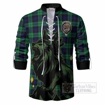 Abercrombie Tartan Family Crest Ghillie Shirt Crowned Lion Roaring
