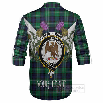 Abercrombie Tartan Family Crest Ghillie Shirt Scottish Burns Night Thistle Floral