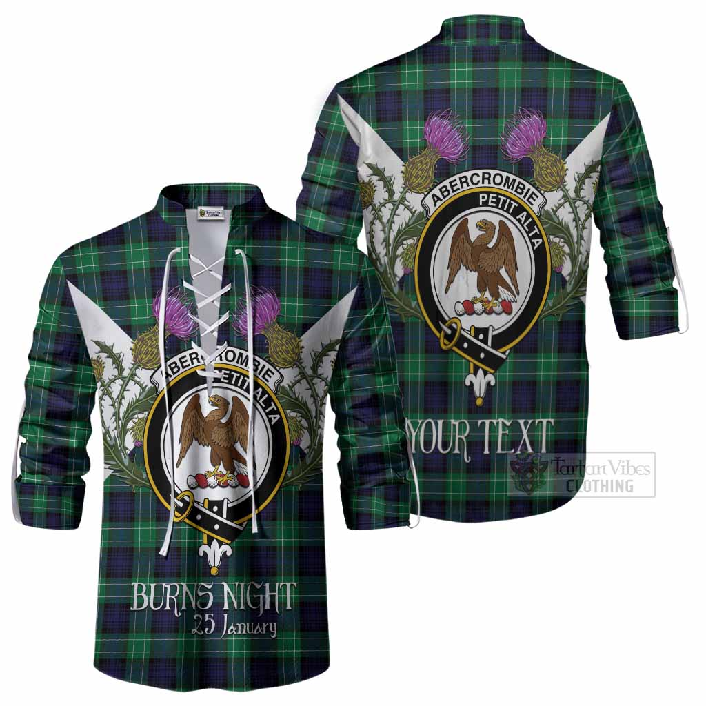 Abercrombie Tartan Family Crest Ghillie Shirt Scottish Burns Night Thistle Floral