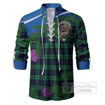 Abercrombie Tartan Family Crest Ghillie Shirt Thistle in Minimalism