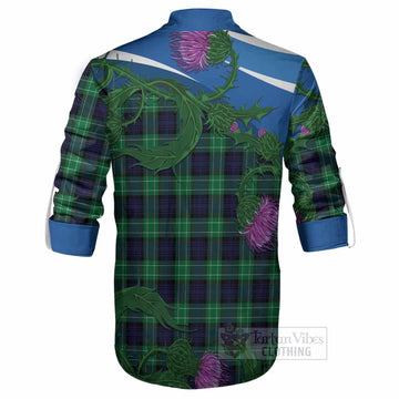 Abercrombie Tartan Family Crest Ghillie Shirt Thistle in Minimalism