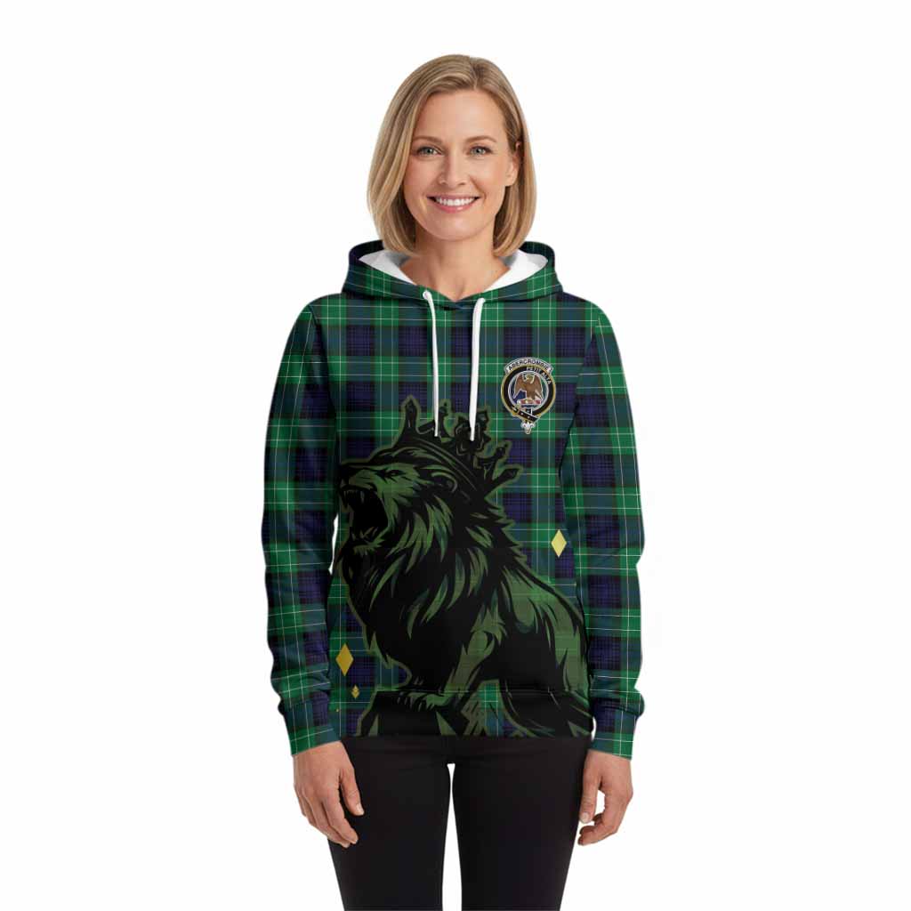 Abercrombie Tartan Family Crest Hoodie Crowned Lion Roaring
