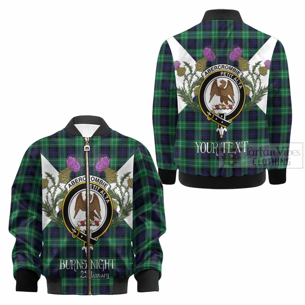 Abercrombie Tartan Family Crest Kid Bomber Jacket Scottish Burns Night Thistle Floral