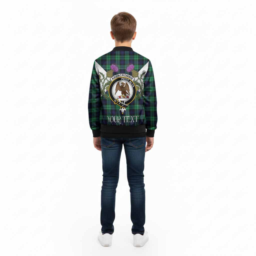 Abercrombie Tartan Family Crest Kid Bomber Jacket Scottish Burns Night Thistle Floral
