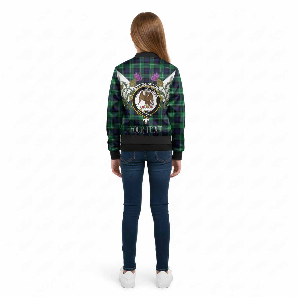 Abercrombie Tartan Family Crest Kid Bomber Jacket Scottish Burns Night Thistle Floral
