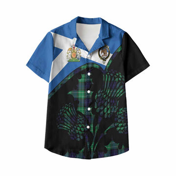 Abercrombie Tartan Family Crest Kid Hawaiian Shirt Scotland Thistle Floral Flag Style