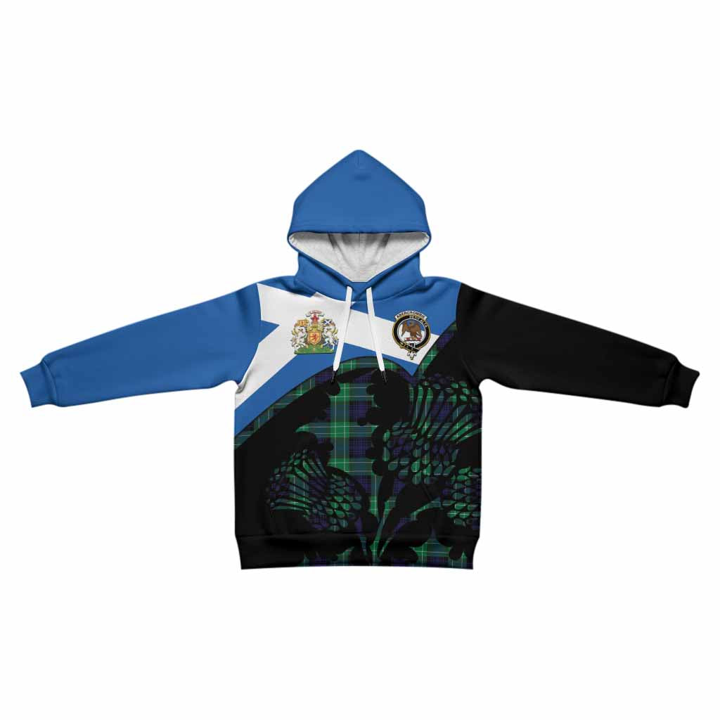 Abercrombie Tartan Family Crest Kid Hoodie Scotland Thistle Floral Flag Style