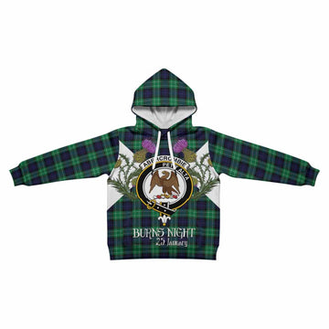 Abercrombie Tartan Family Crest Kid Hoodie Scottish Burns Night Thistle Floral