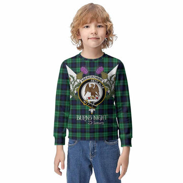 Abercrombie Tartan Family Crest Kid Knitted Sweatshirt Scottish Burns Night Thistle Floral