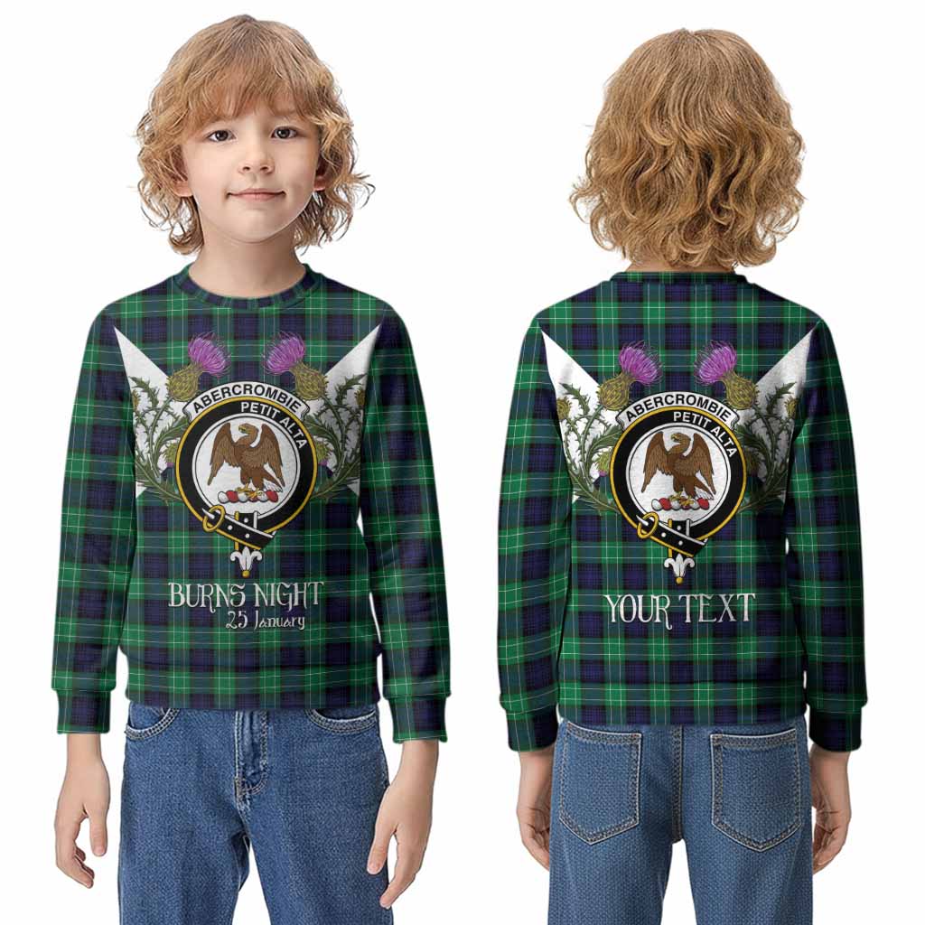 Abercrombie Tartan Family Crest Kid Knitted Sweatshirt Scottish Burns Night Thistle Floral