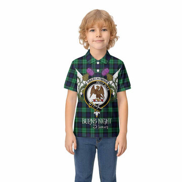 Abercrombie Tartan Family Crest Kid Polo Shirt Scottish Burns Night Thistle Floral