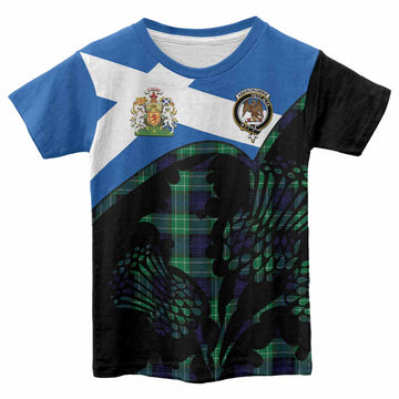 Abercrombie Tartan Family Crest Kid T-shirt Scotland Thistle Floral Flag Style