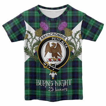 Abercrombie Tartan Family Crest Kid T-shirt Scottish Burns Night Thistle Floral