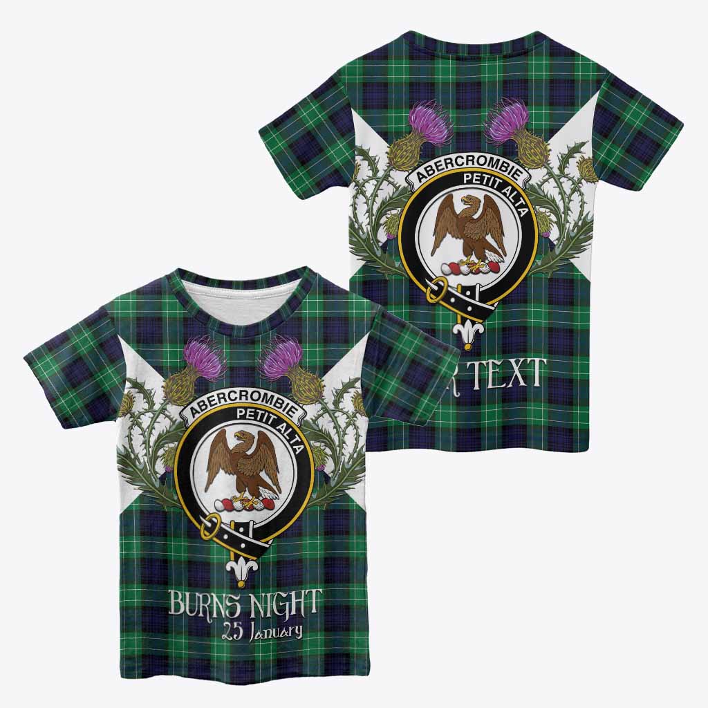 Abercrombie Tartan Family Crest Kid T-shirt Scottish Burns Night Thistle Floral