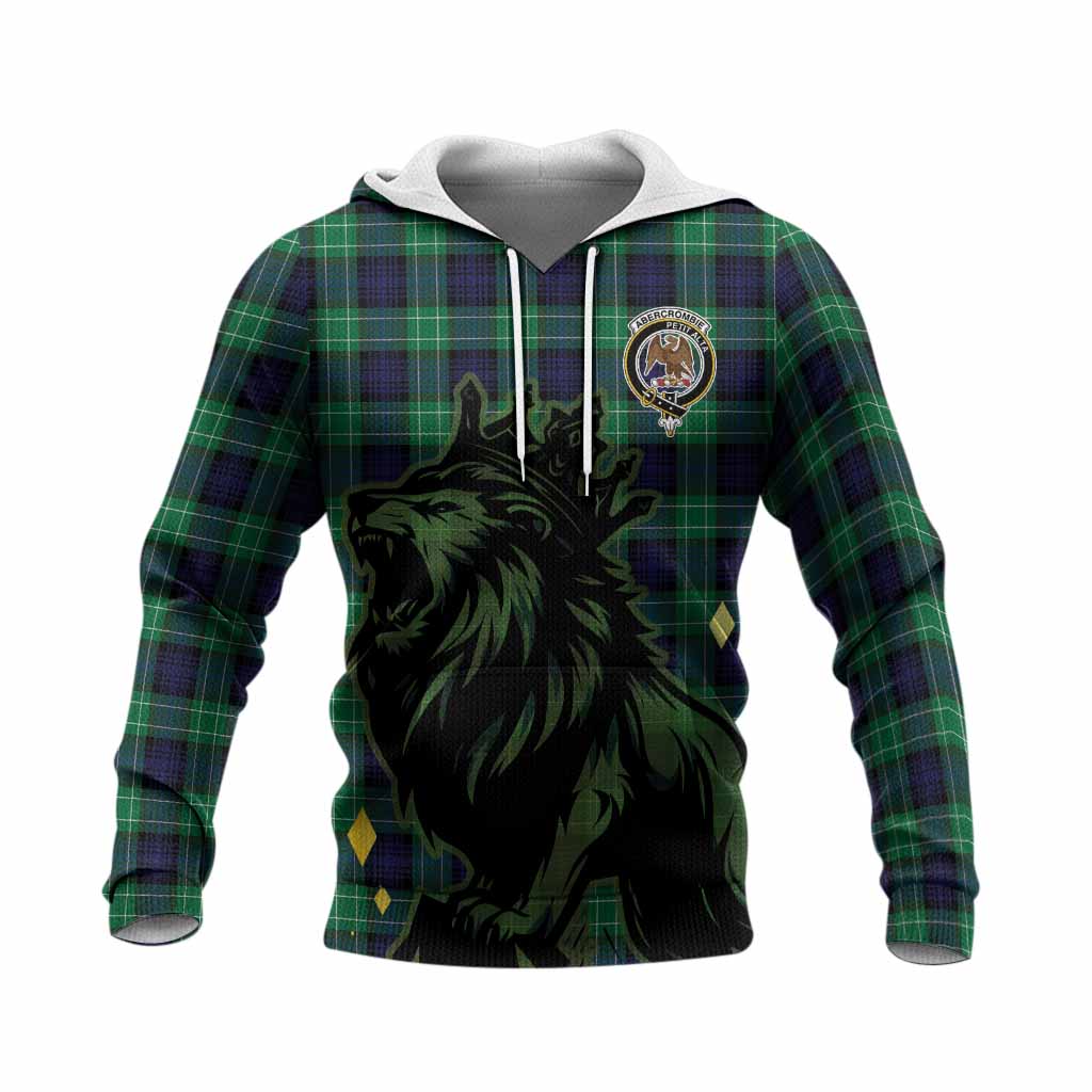 Abercrombie Tartan Family Crest Knitted Hoodie Crowned Lion Roaring