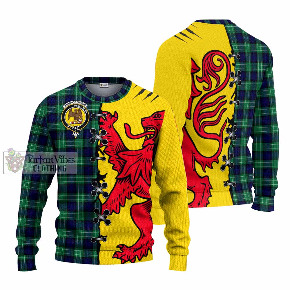 Abercrombie Tartan Family Crest Knitted Sweater Lion Rampant Honor - Tartan Vibes Clothing