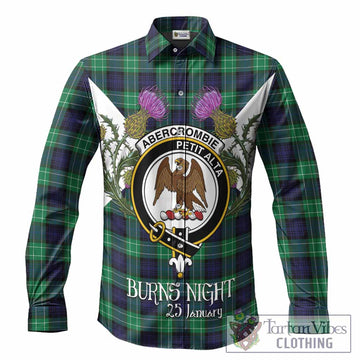 Abercrombie Tartan Family Crest Long Sleeve Button Shirts Scottish Burns Night Thistle Floral
