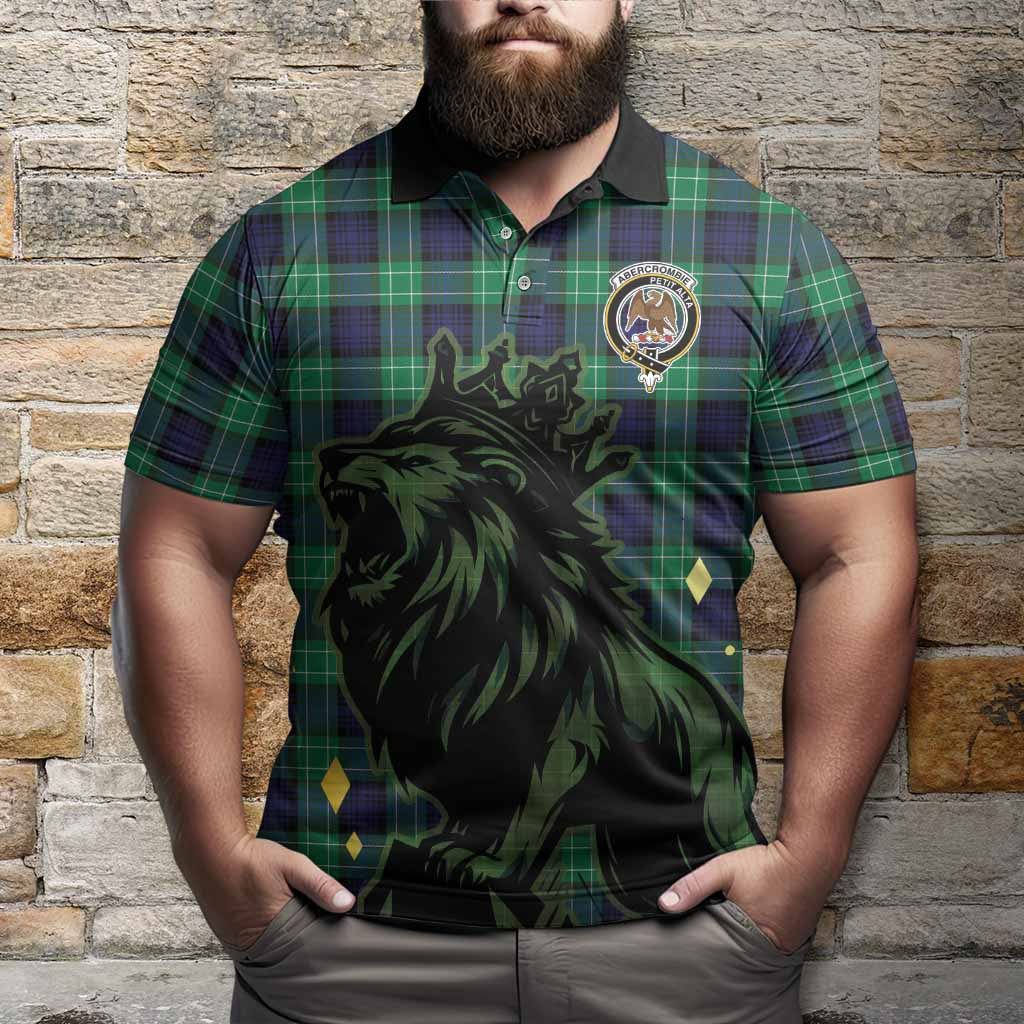 Abercrombie Tartan Family Crest Polo Shirt Crowned Lion Roaring