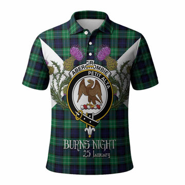 Abercrombie Tartan Family Crest Polo Shirt Scottish Burns Night Thistle Floral