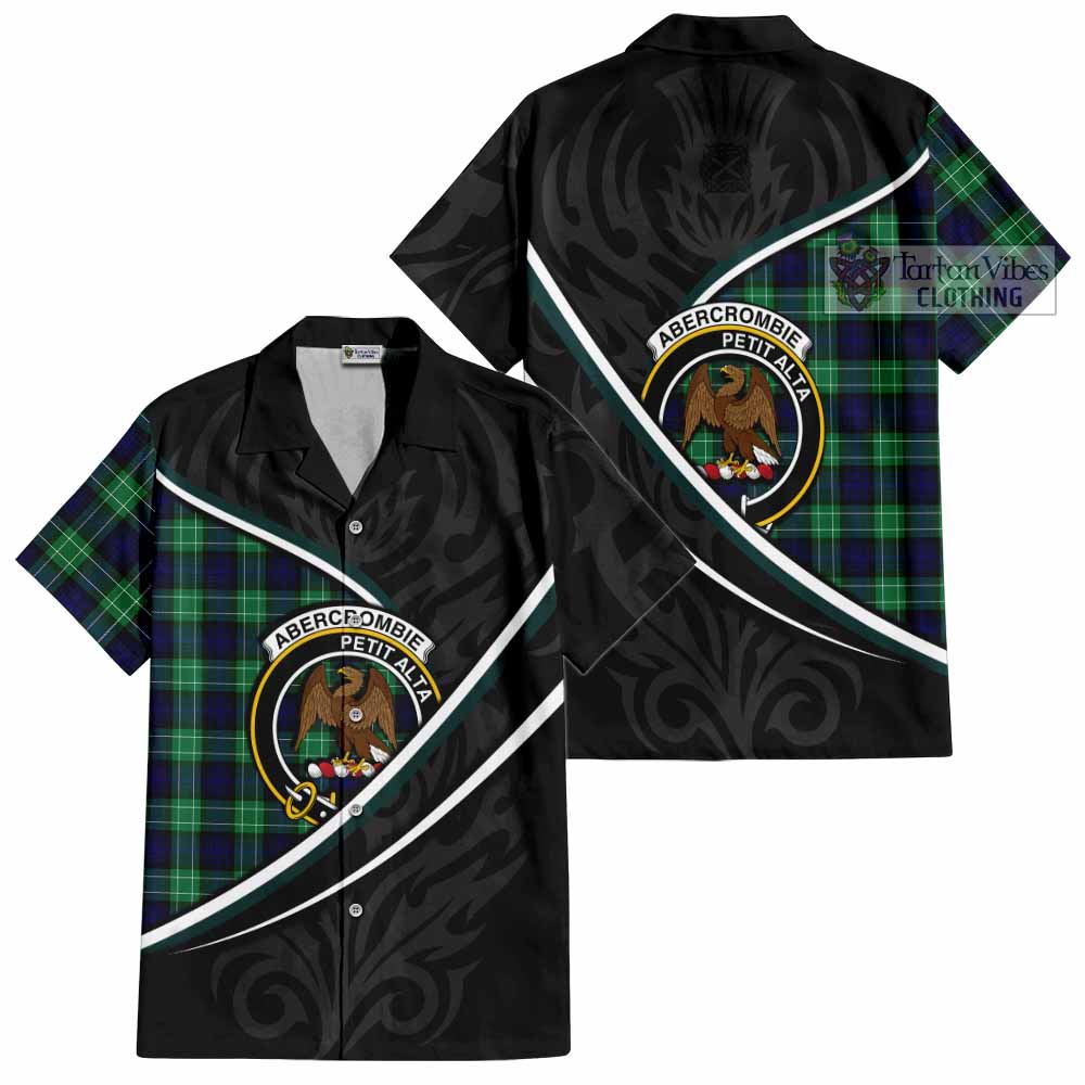 Abercrombie Tartan Family Crest Short Sleeve Button Shirt Celtic Scottish Thistle Floral - Tartan Vibes Clothing