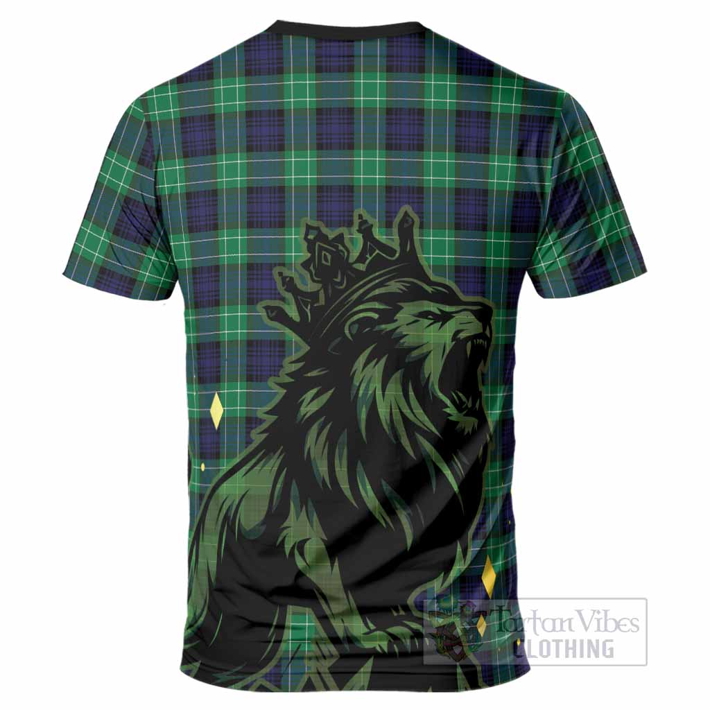 Abercrombie Tartan Family Crest T-Shirt Crowned Lion Roaring