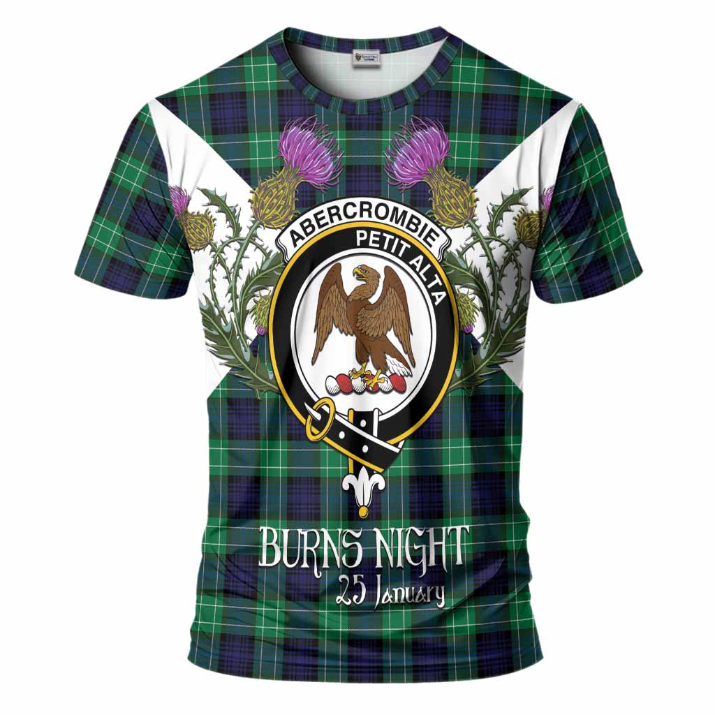 Abercrombie Tartan Family Crest T-Shirt Scottish Burns Night Thistle Floral