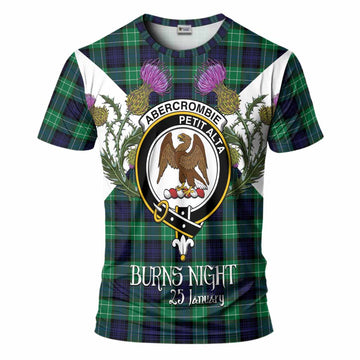 Abercrombie Tartan Family Crest T-Shirt Scottish Burns Night Thistle Floral