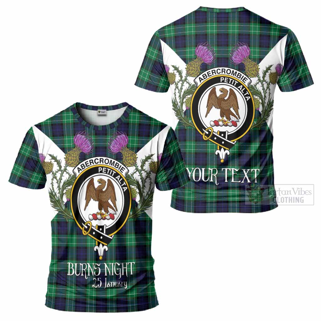 Abercrombie Tartan Family Crest T-Shirt Scottish Burns Night Thistle Floral