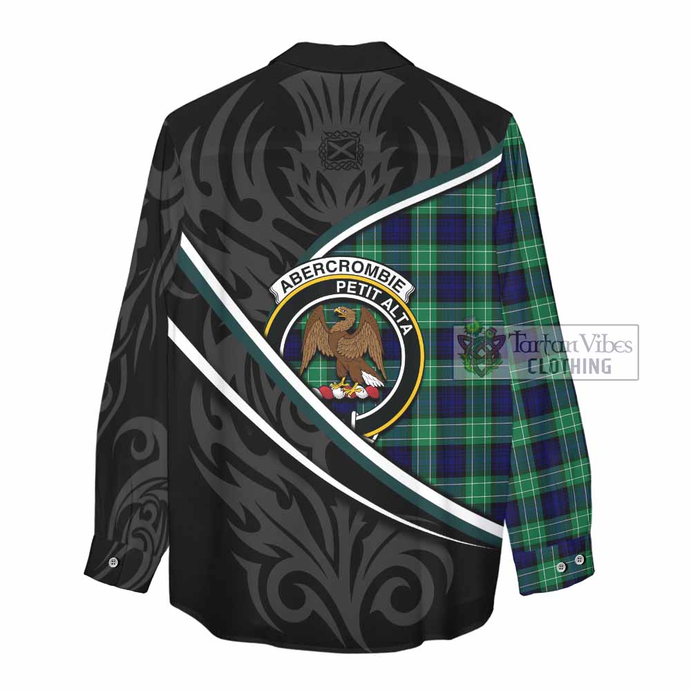 Abercrombie Tartan Family Crest Women Casual Shirt Celtic Scottish Thistle Floral - Tartan Vibes Clothing