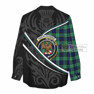 Abercrombie Tartan Family Crest Women Casual Shirt Celtic Scottish Thistle Floral - Tartan Vibes Clothing