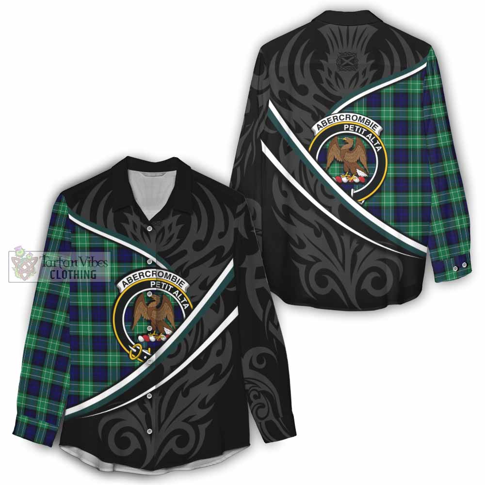 Abercrombie Tartan Family Crest Women Casual Shirt Celtic Scottish Thistle Floral - Tartan Vibes Clothing