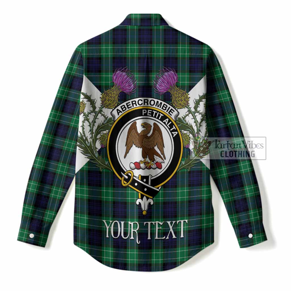 Abercrombie Tartan Family Crest Women Casual Shirt Scottish Burns Night Thistle Floral