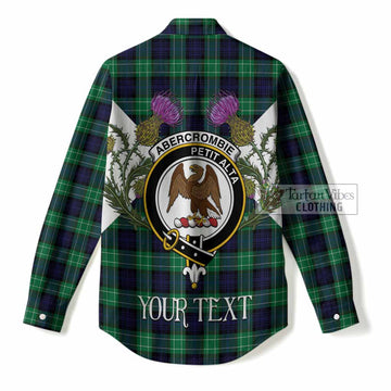 Abercrombie Tartan Family Crest Women Casual Shirt Scottish Burns Night Thistle Floral
