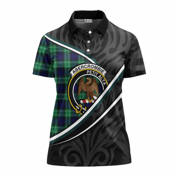 Abercrombie Tartan Family Crest Women's Polo Shirt Celtic Scottish Thistle Floral