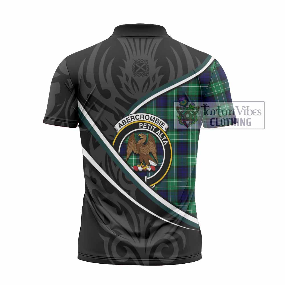 Abercrombie Tartan Family Crest Zipper Polo Shirt Celtic Scottish Thistle Floral - Tartan Vibes Clothing